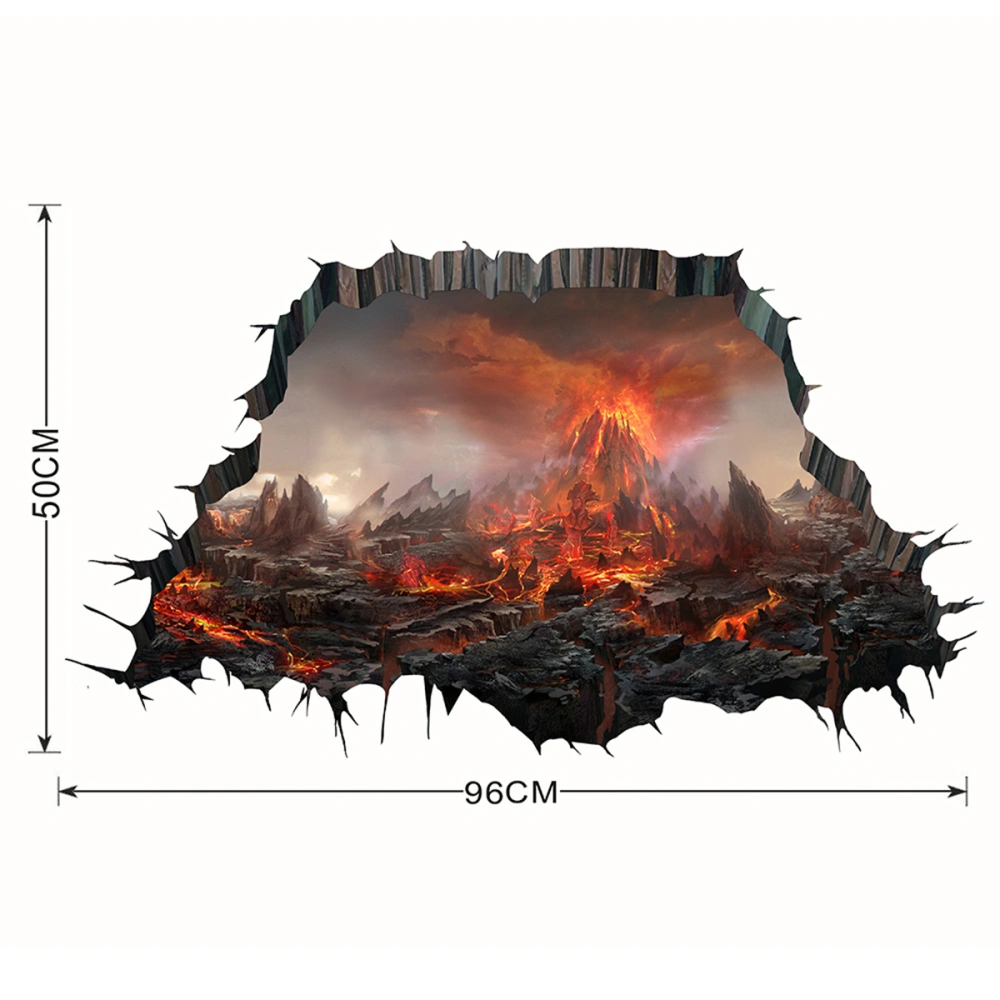 Wall Sticker, Exquisite Volcano and Lava Print Pattern 3D Wall Sticker