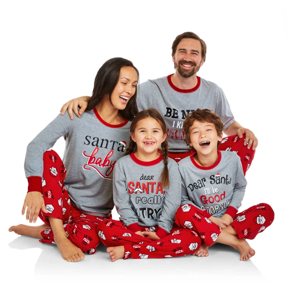 Family Matching Pajamas, Parent-child Nightwear, T-shirt + Print Trousers