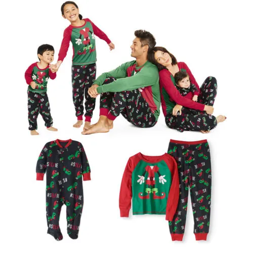 Christmas Pattern Parent-child Wear, Cartoon Party Home Nightwear Suit