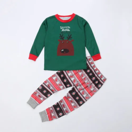 Family Matching Xmas Pajamas Set, T-shirt with Long Pants and Baby Hat