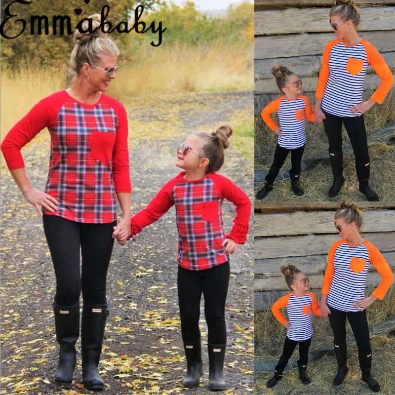 Family Mother Daughter T-shirt, Summer Matching Family Tee Blouses