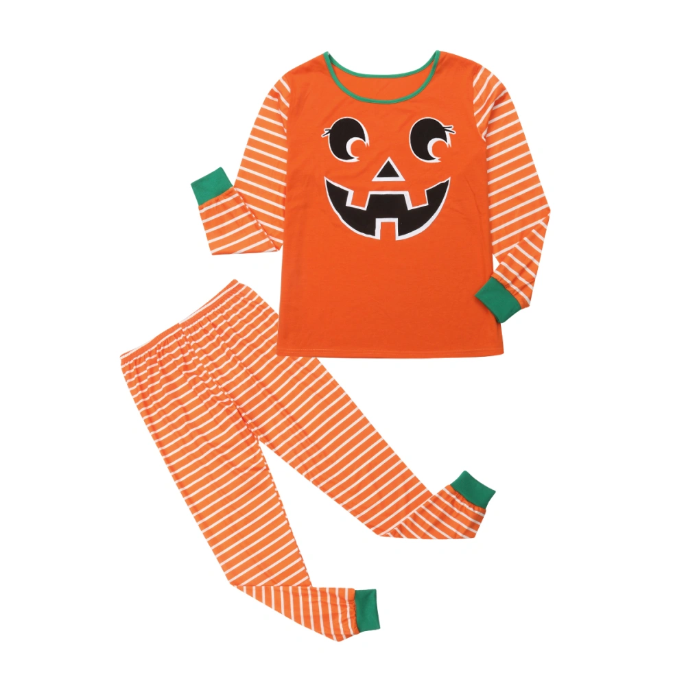 Family Halloween Pajamas Suits, Long Sleeve Tops + Stripe Pants Set