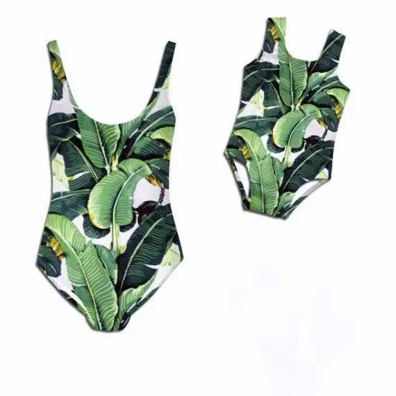 Daily Skinny Mother Girls Pairing Printed Swimming Wear for Summer