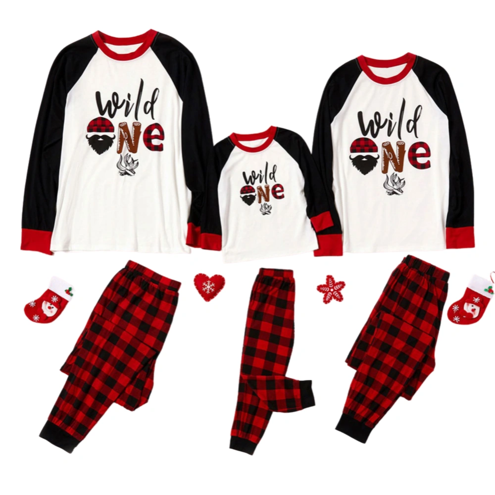 Family Matching Pajamas, Dad Mom Kid Letter Pattern Plaid Sleepwear