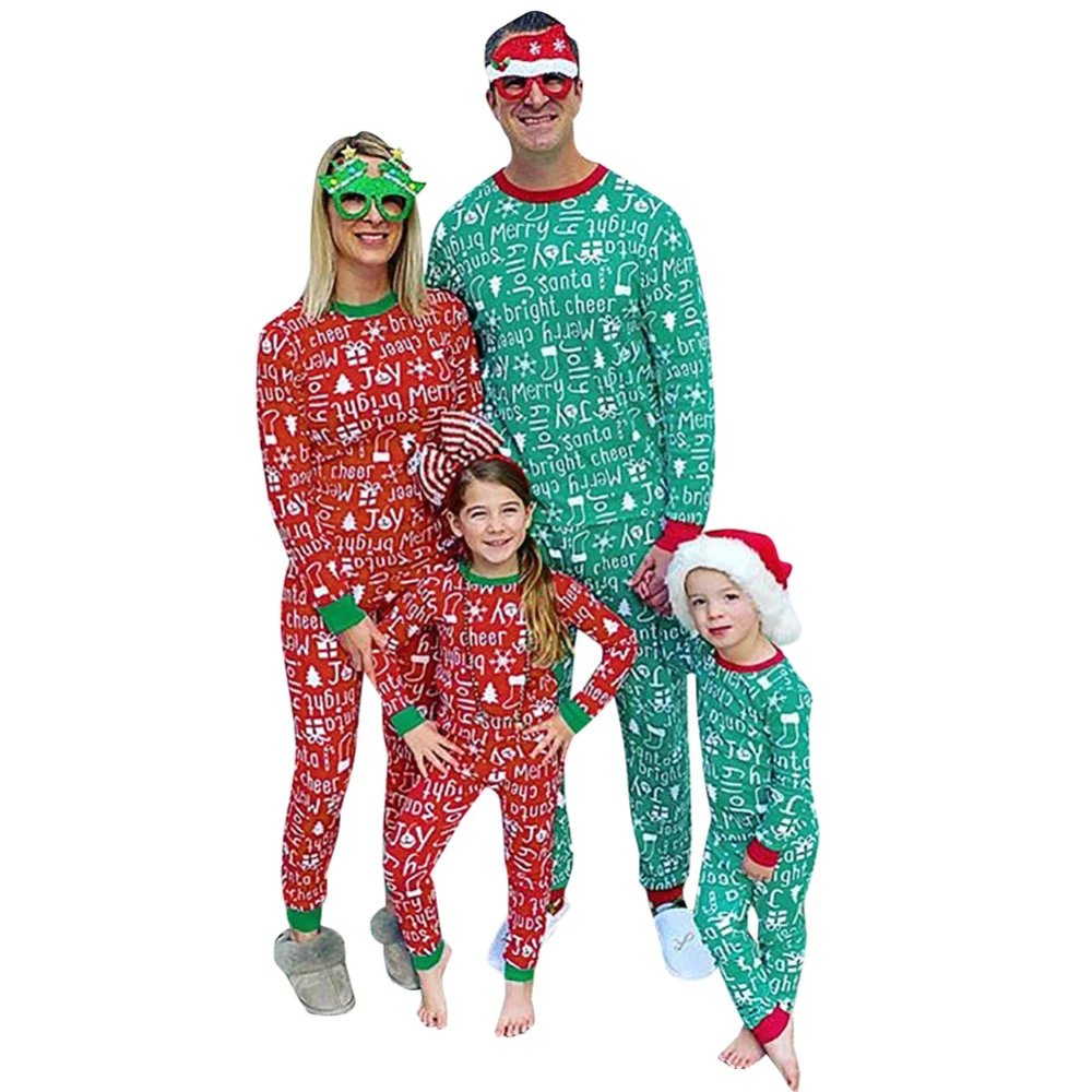 Family Matching Christmas Pajama Sets, Long Sleeve T-shirt + Pants