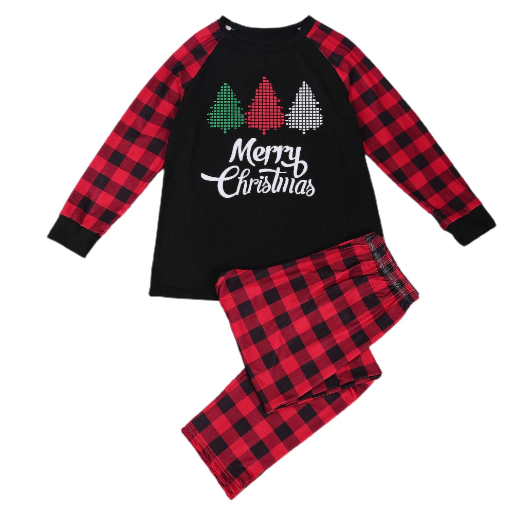 Christmas Tree Print Top and Plaid Trousers Parent-child Costume