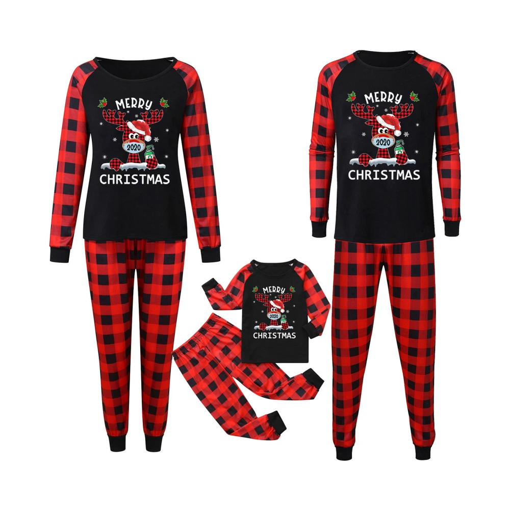 Christmas Family Matching Parent-Child Plaid Printed Elk Nightclothes