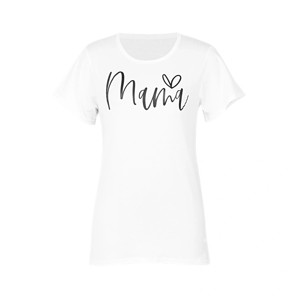 Mom-child, Short Sleeve with Letter Print, Classic Round Clothing