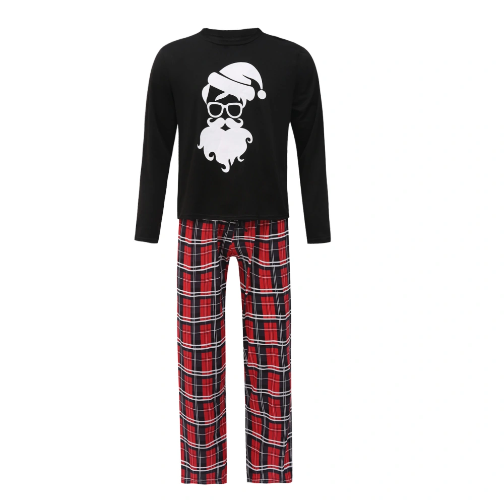 Christmas Parent-child Nightwear, Tops and Plaid Printed Pattern Pants