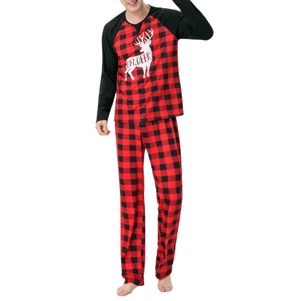 Christmas Family Pajamas Set, Plaid Print Tops+Pant+Romper+Dog Collar