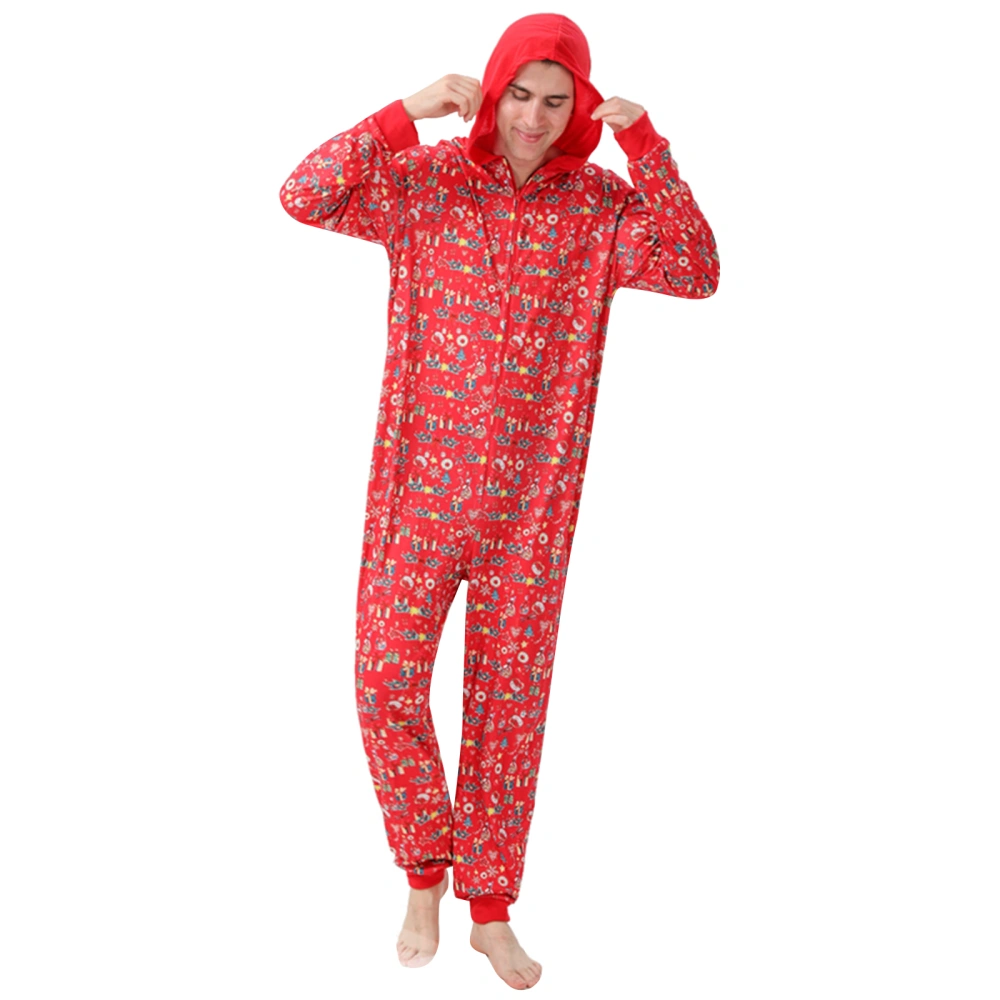 Matching Family Christmas Pajamas, Zip Up Cartoon Hoodie Jumpsuit