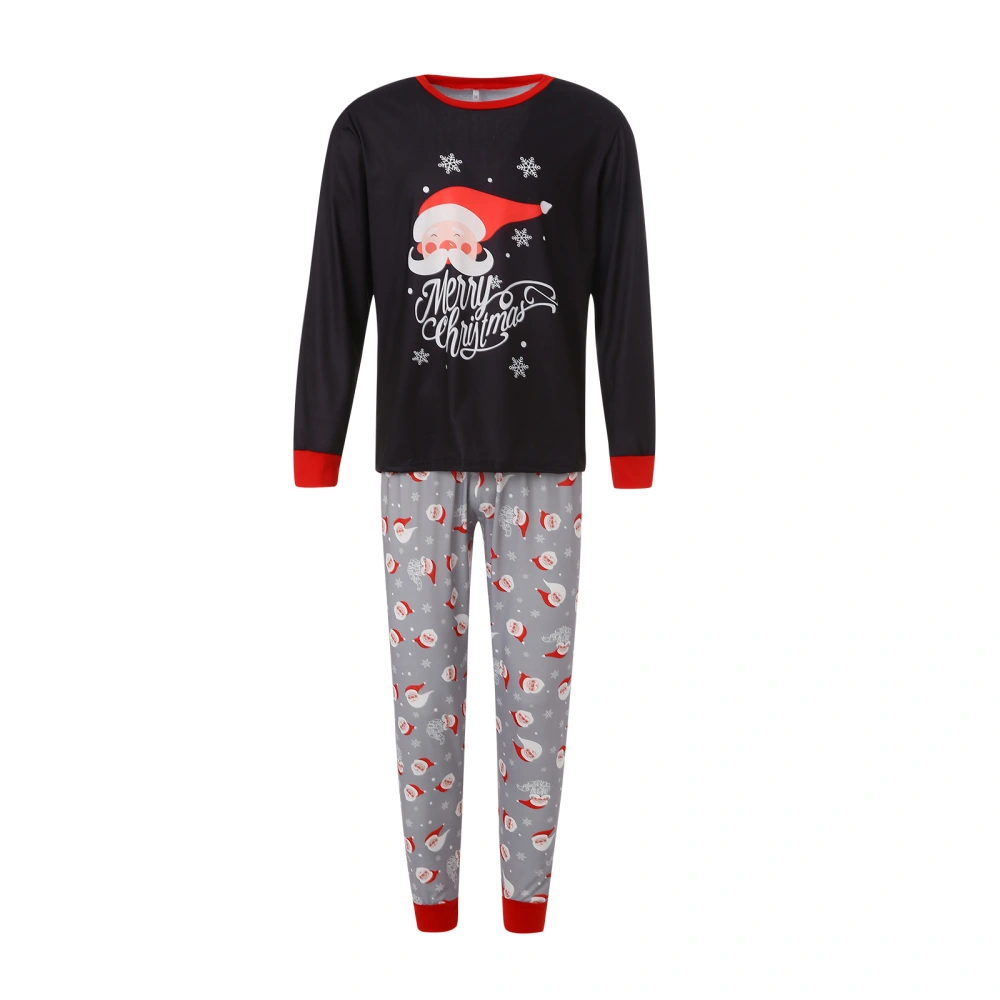 Parent-Children Christmas Pajama, Santa Print Tops with Casual Pants