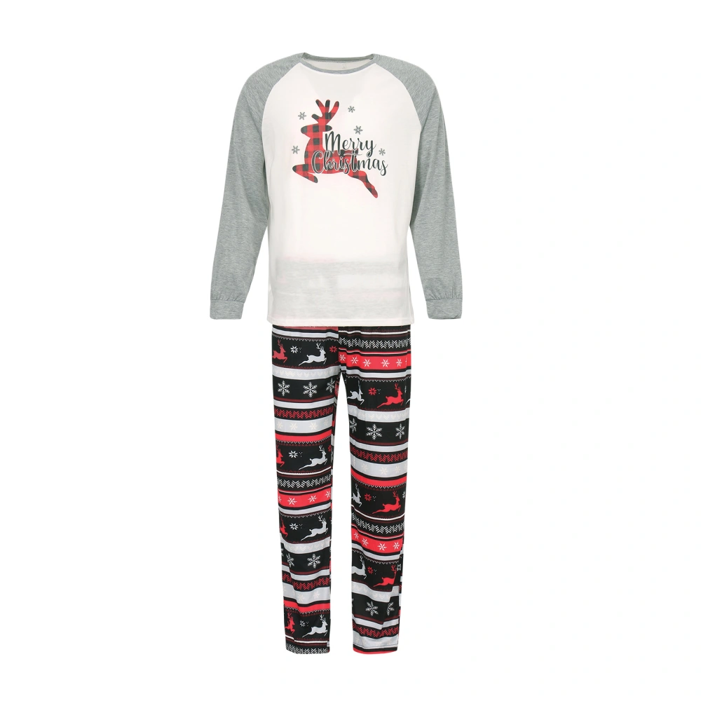 Parent-Child Xmas Round Neck Tops Nightclothes Plaid Jogger Trousers