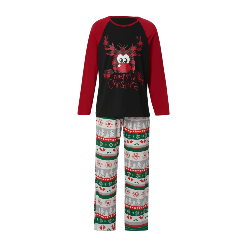 Christmas Parent-child Nightwear, Stripe Printing Tops and Pants