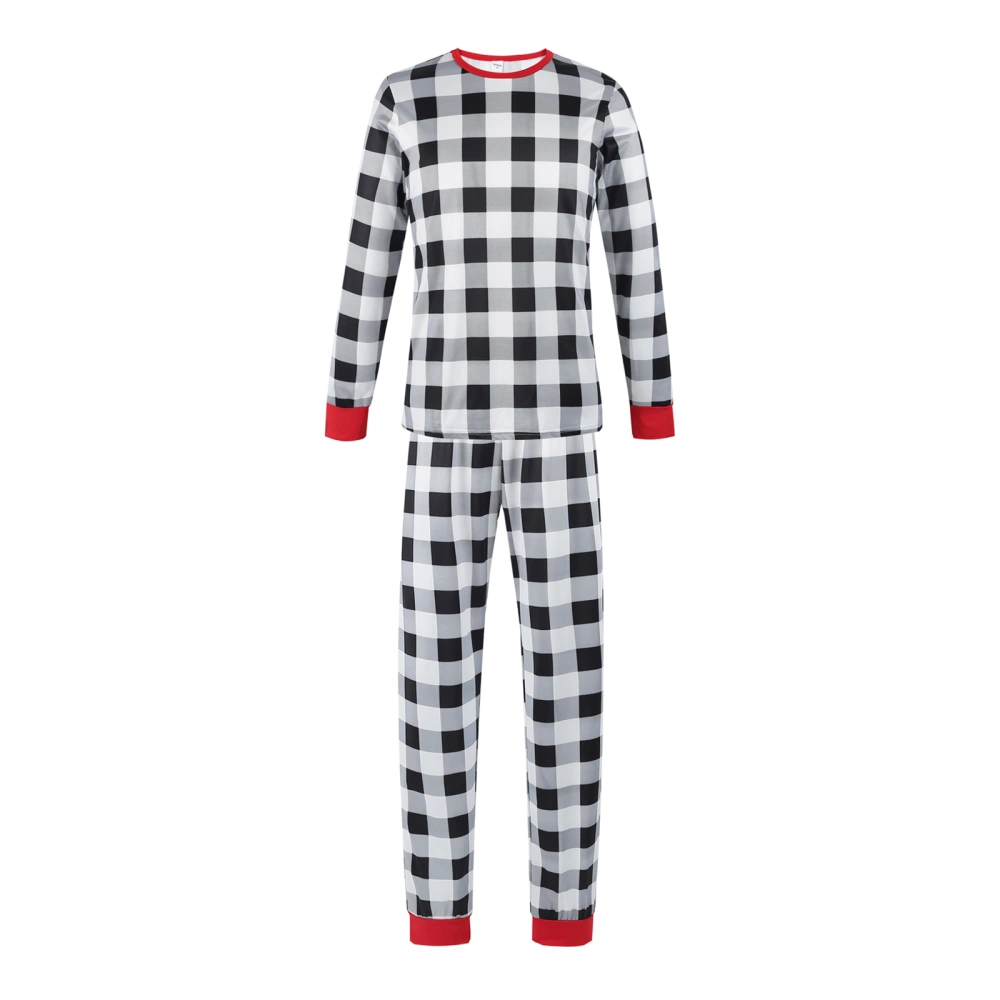 Parent-Child Matching Pajamas, Plaid Splicing Tops with Pants/Jumpsuit