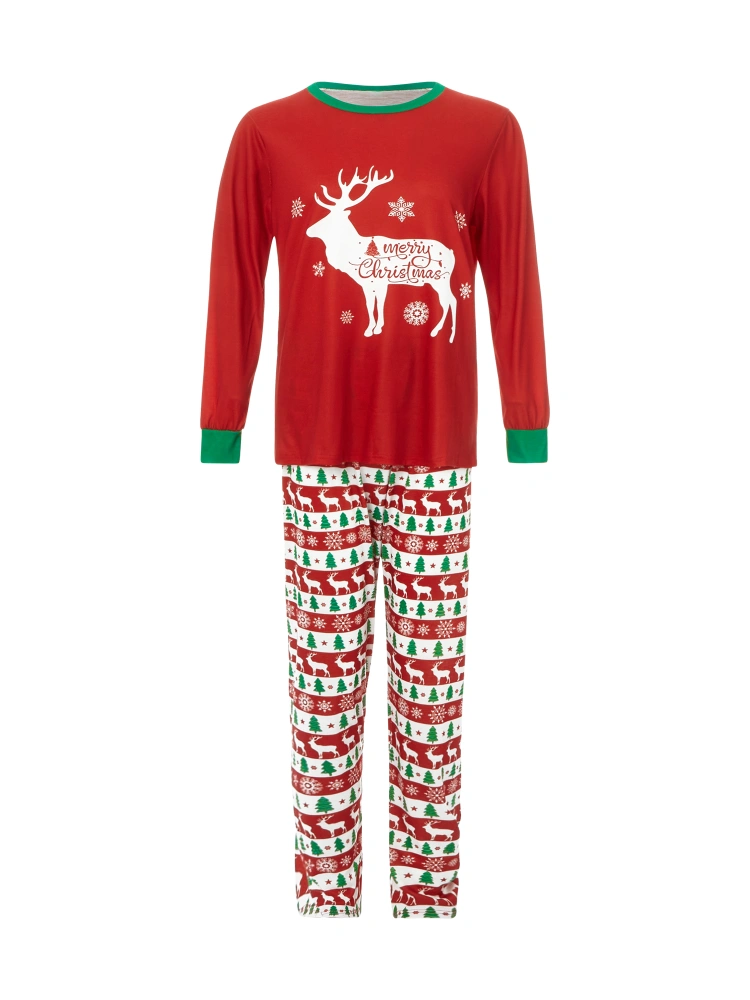 Christmas Family Pajamas Set, Deer Print Tops+Striped Pant/Romper