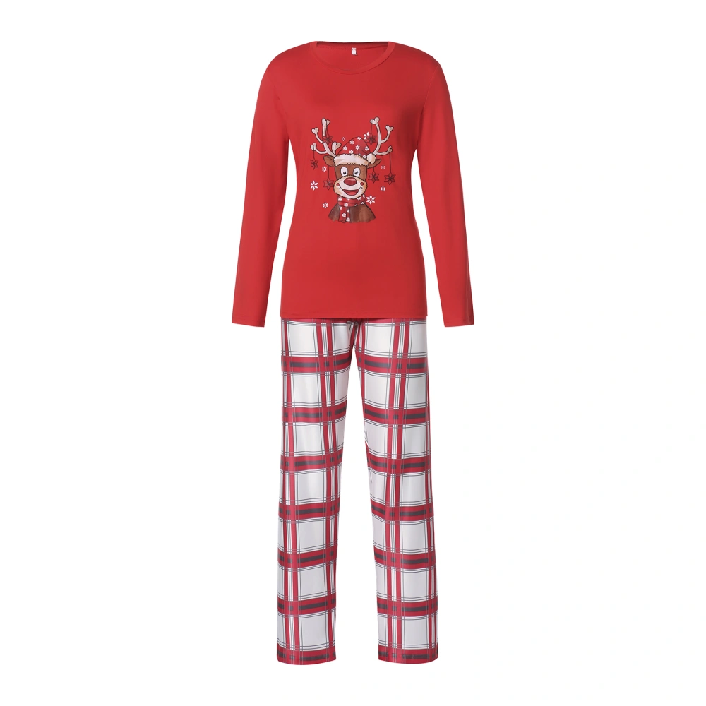 Christmas Family Pajamas Set, Cartoon Deer Print Tops+Pants/Romper