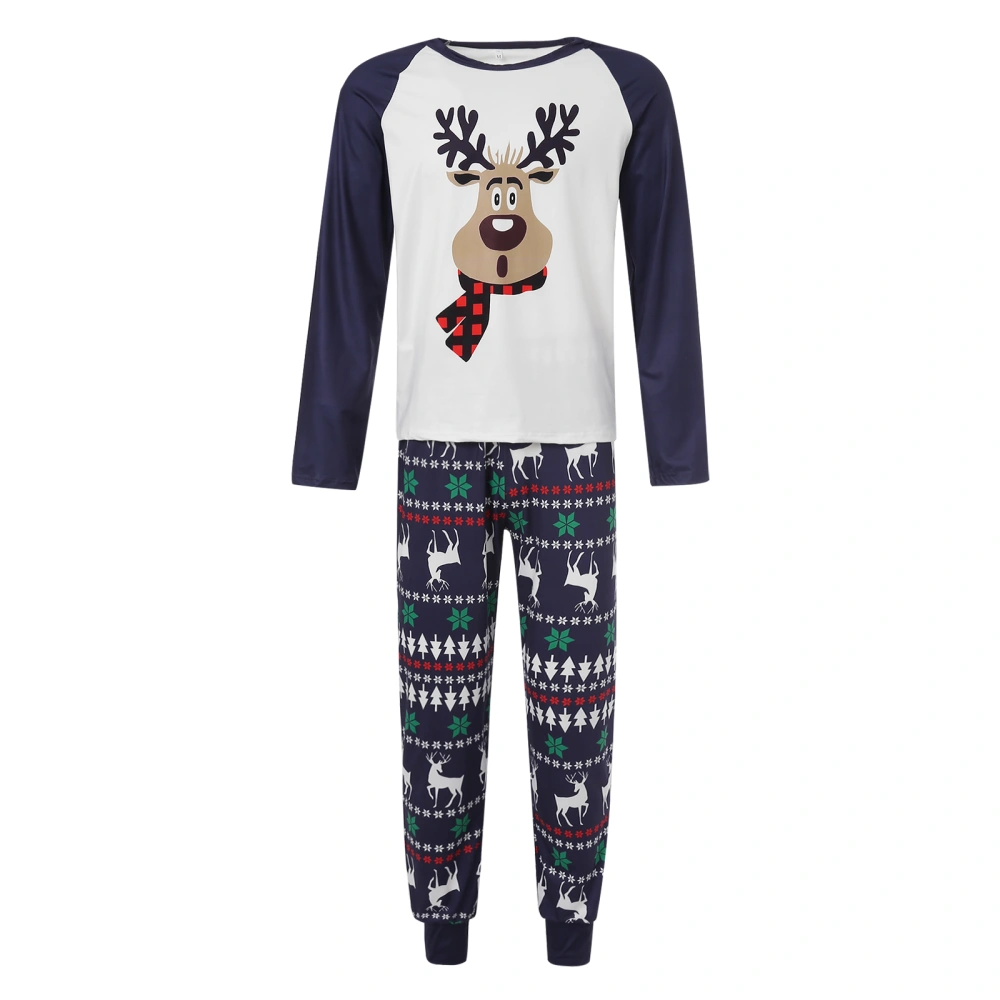 Family Matching Christmas Pajamas, Cartoon Elk Print Tops + Pants