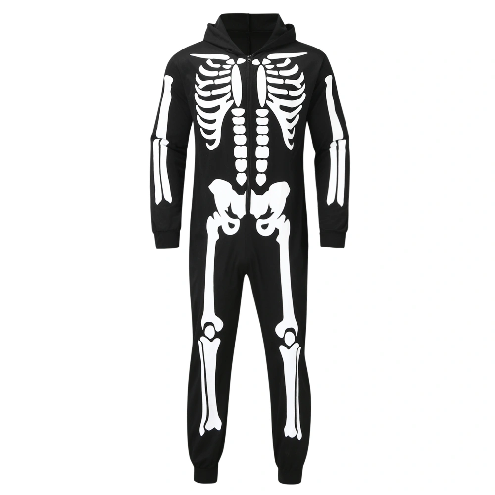 Family Matching Skeleton Print Long Sleeve Hooded Romper with Zipper