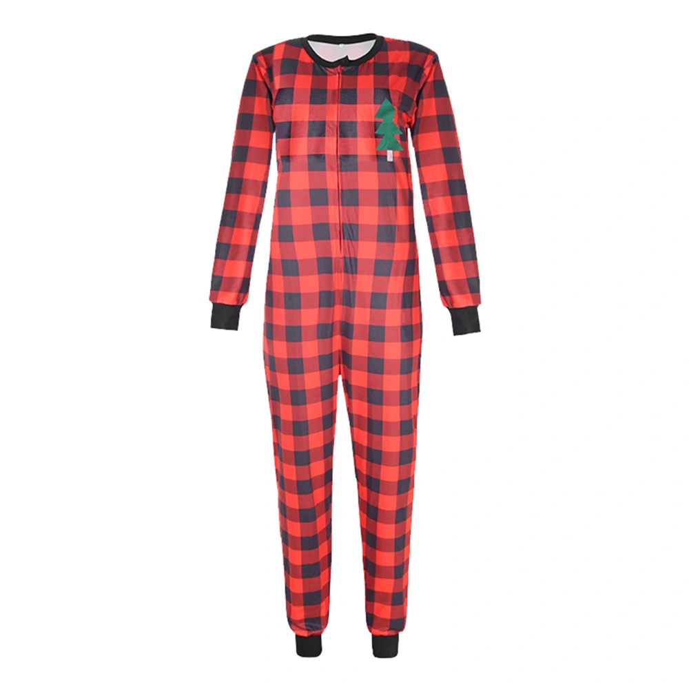 Christmas Family Matching Sleepwear, Plaid Jumpsuit with Full-Zipper