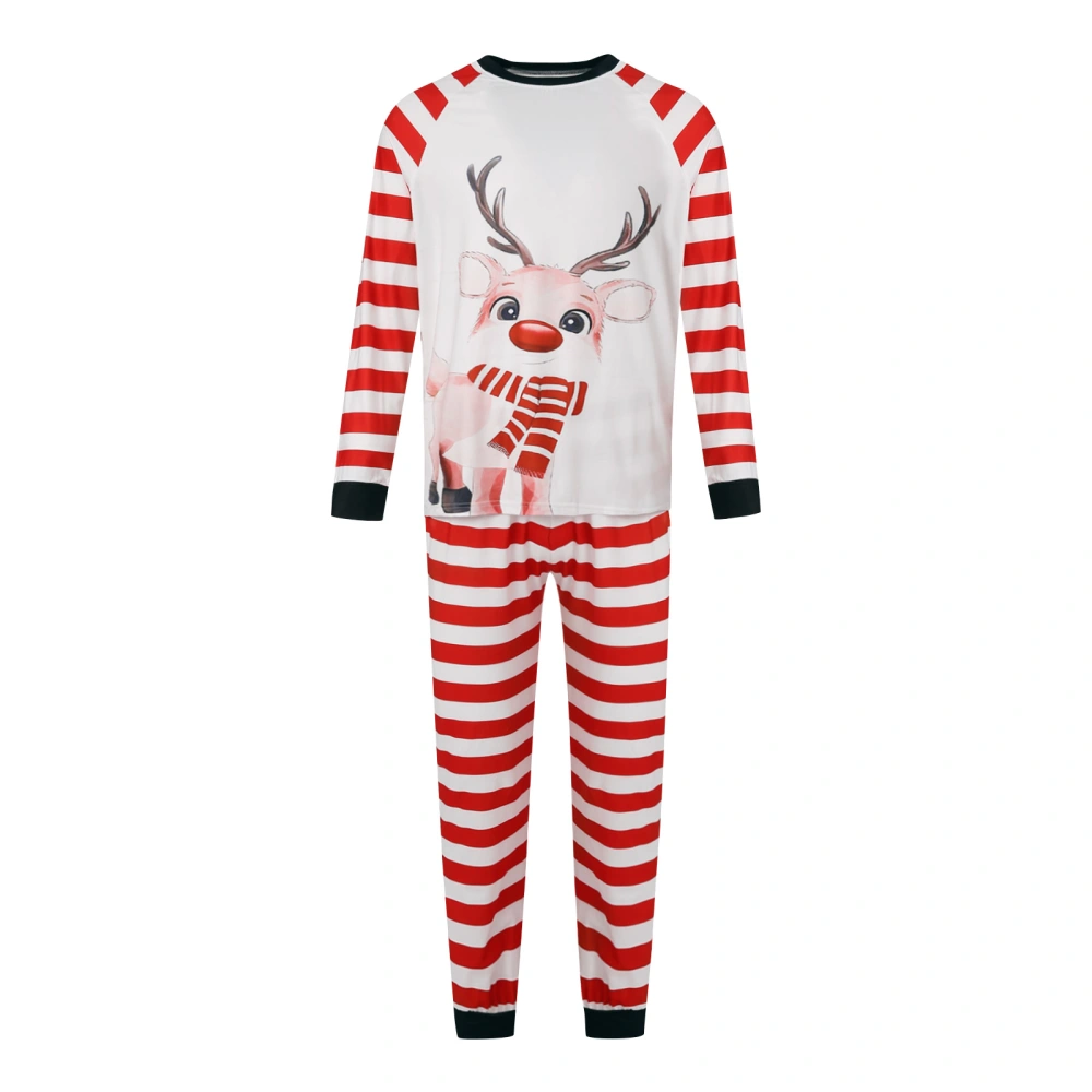 Parent Child Pajamas Set, Christmas Elk Tops Stripe Stripe Long Pants 