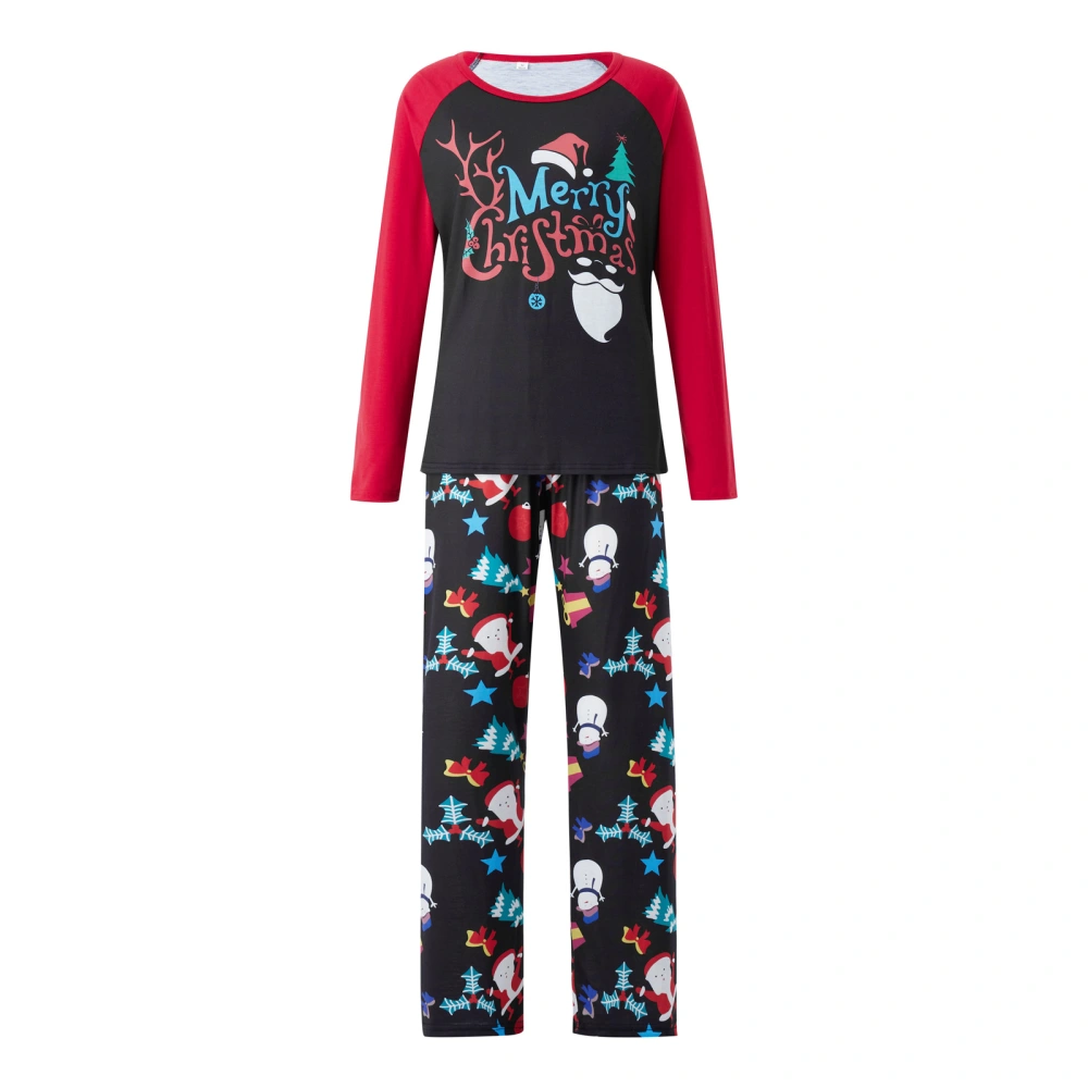 Parent-Child Christmas Nightclothes Santa Print Tops Trousers Suit  