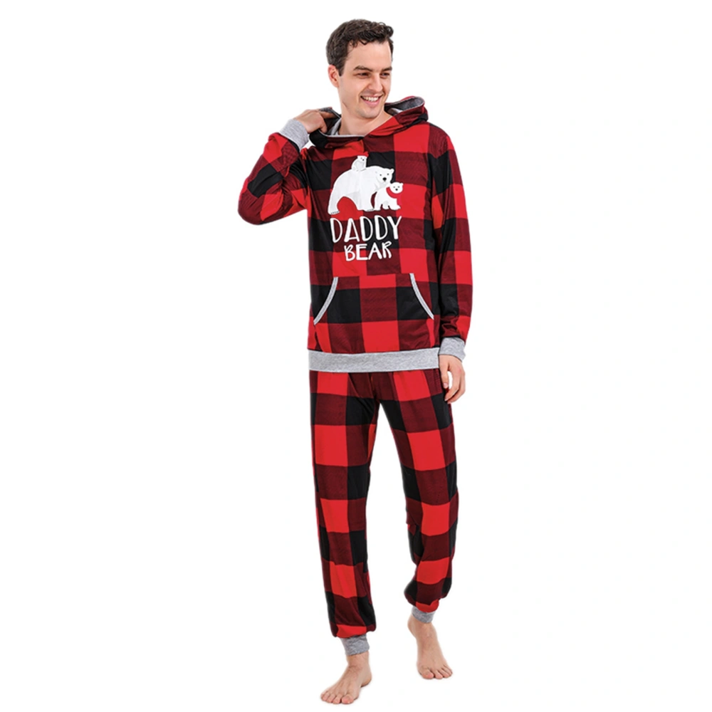 Family Matching Tracksuits Bear Print Plaid Sweatshirt and Sweatpants