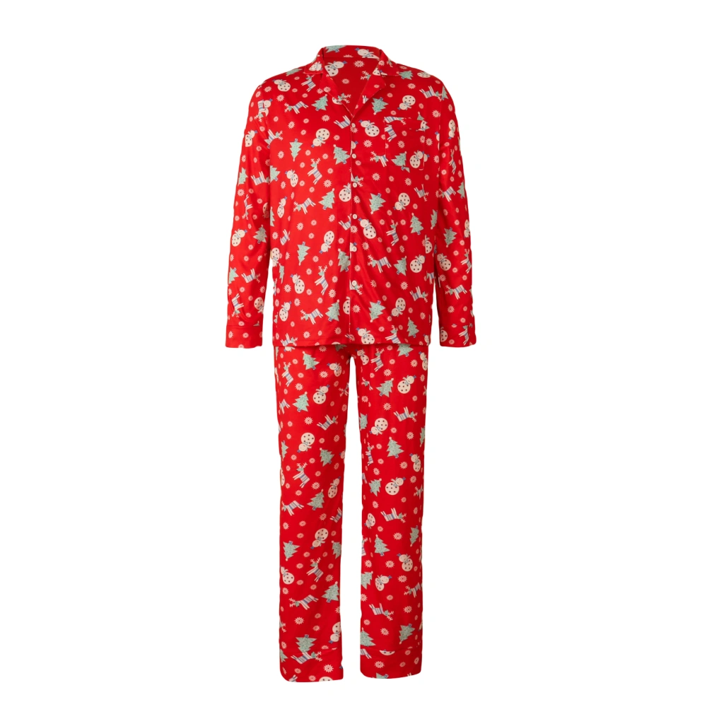 Parent-Child Christmas Nightwear, Single-Breasted Shirt + Trousers