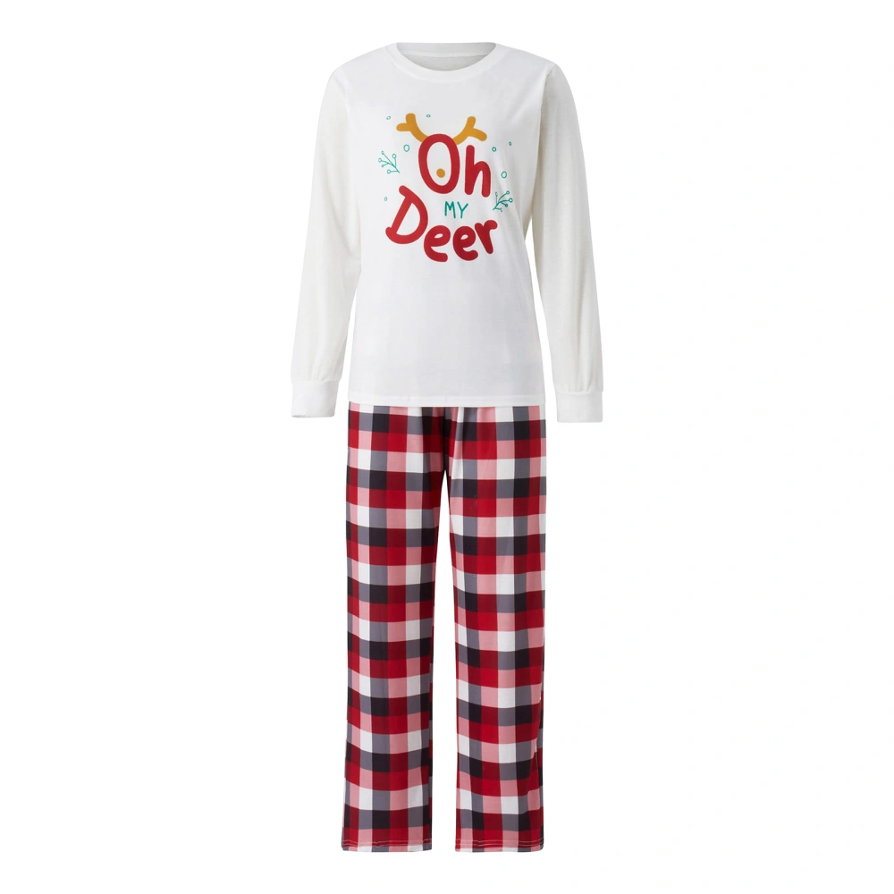 Family Matching Pajamas Letter Print Long Sleeve Tops and Plaid Pants