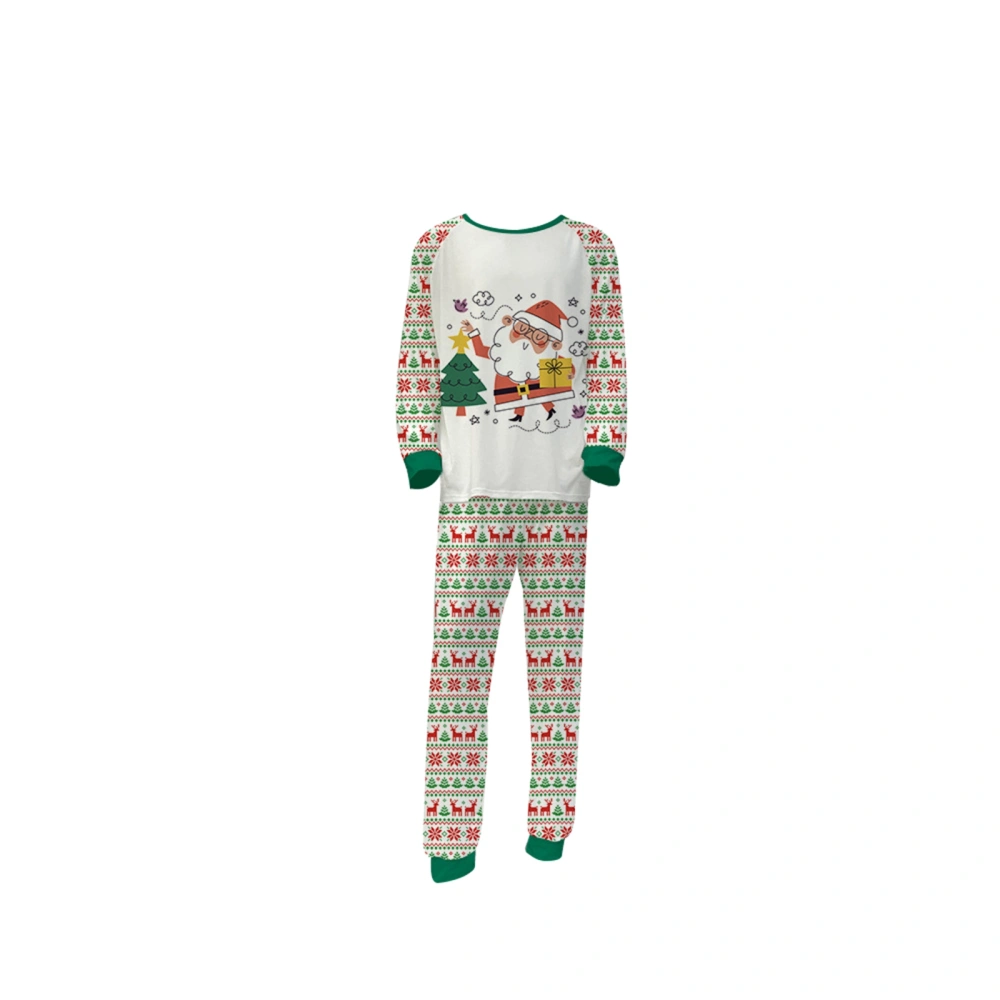 Family Christmas Pajamas Set, Cartoon Santa Print Tops with Long Pants