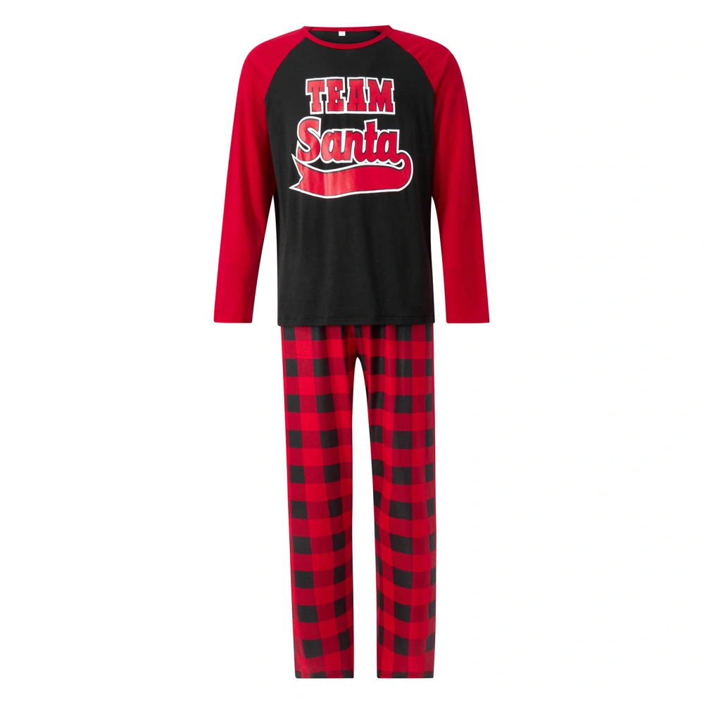 Family Matching Pajamas Letter Print Long Sleeve Tops and Plaid Pants