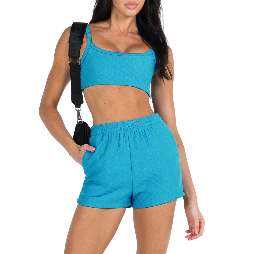 Women's Sleeveless Cami Tops Elastic Band Shorts Sets Streetwear