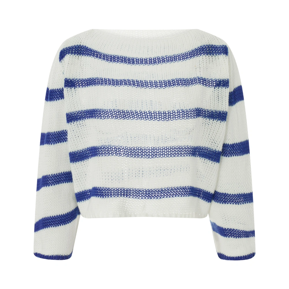 Women's Spring Autumn Long Sleeve Crewneck Striped Knitwear Sweater