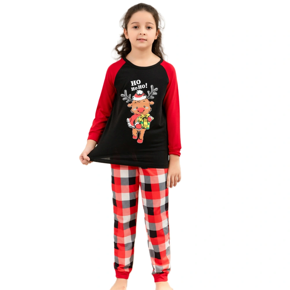 Christmas Family Matching Pajama Set Reindeer Print Tops + Plaid Pants