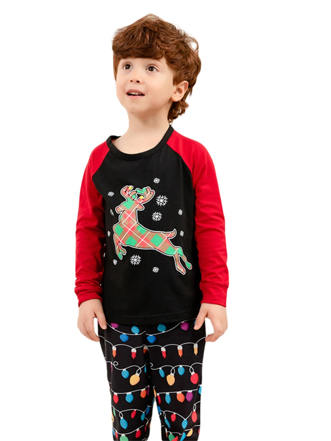 Parent-Child Christmas Nightclothes Elk Print Tops Trousers Suit
