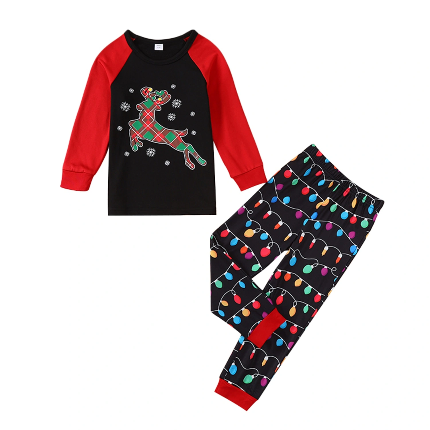 Parent-Child Christmas Nightclothes Elk Print Tops Trousers Suit