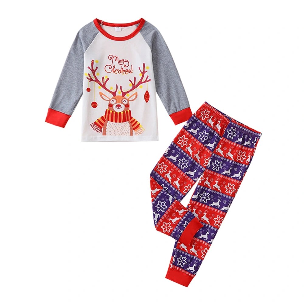 Christmas Family Matching Pajamas Elk Print Long Sleeve Tops and Pants