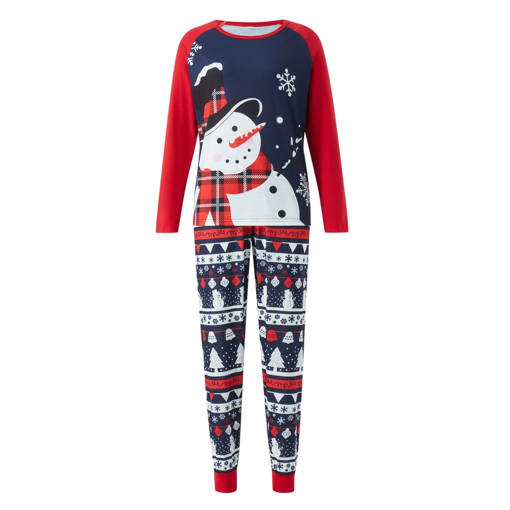 Family Matching Pajamas, Snowman Print Long-Sleeved Tops + Trousers