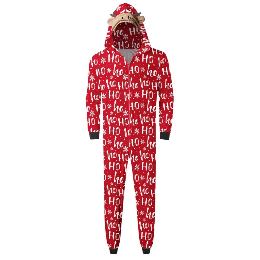 Family Matching Christmas Pajamas Letter/Santa/Tree/Print Playsuit