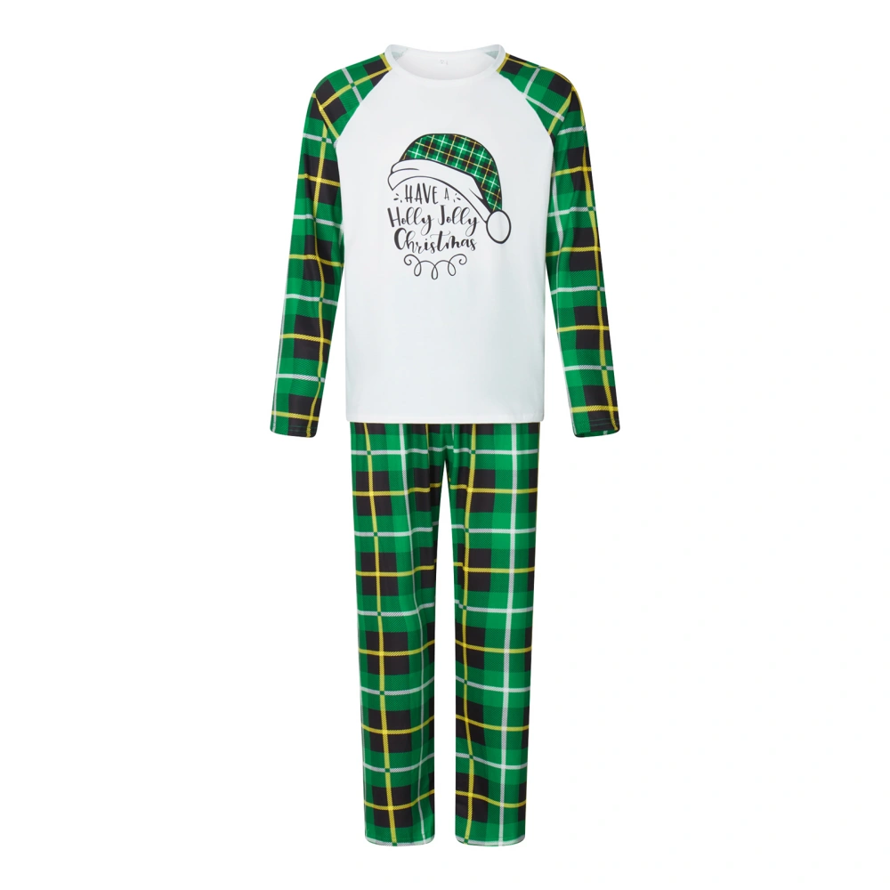 Christmas Pajamas for Family Santa Hat Print Tops+Buffalo Plaid Pants