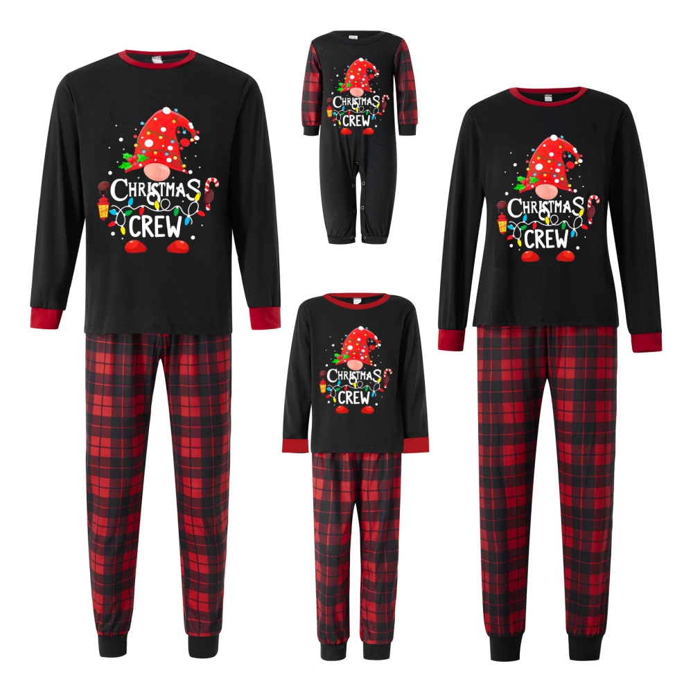 Parent-Child Christmas Pajamas Letter Print Tops Pants / Romper