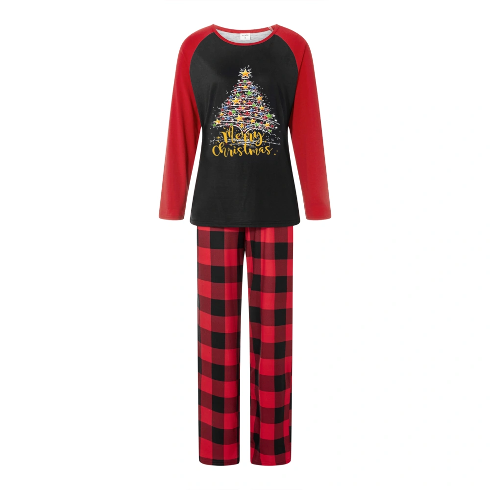 Christmas Pajamas for Family Hat Print Tops + Buffalo Plaid Pants Set