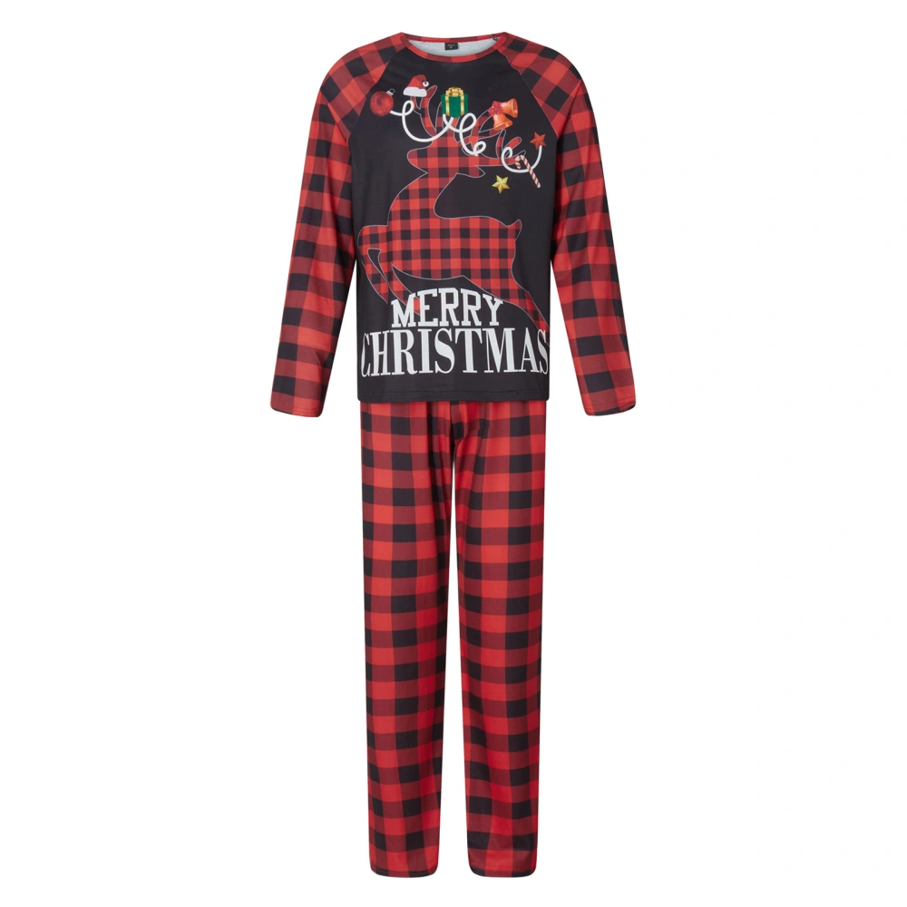 Christmas Family Pajamas Matching Set Letter Plaid Tops and Pants