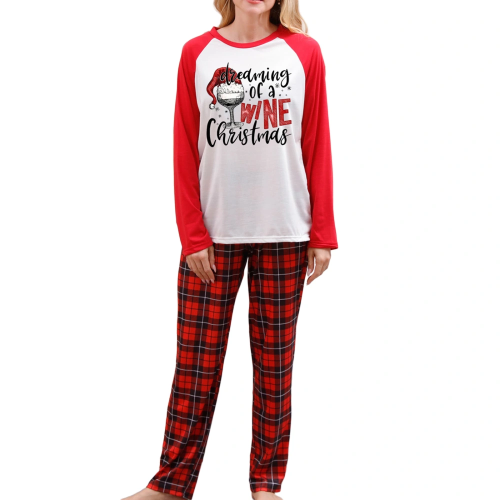 Christmas Family Pajamas Matching Set Letters T-shirt Plaid Pants