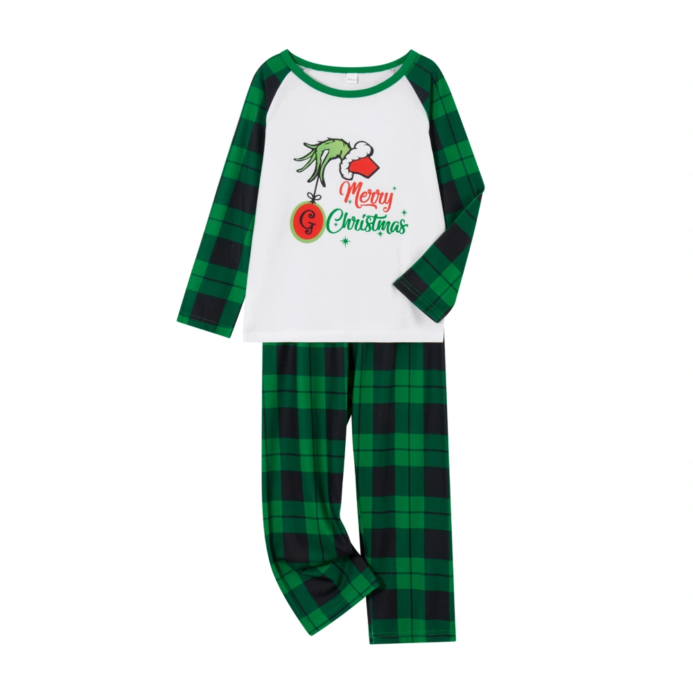 Christmas Pajamas for Family Monster Hand Print Tops + Plaid Pants Set