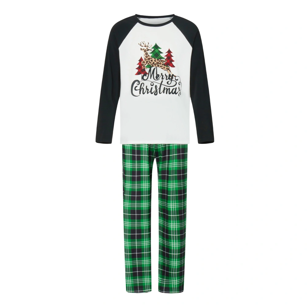 Christmas Pajamas for Family Plaid Tree Raglan Tops + Trousers Set