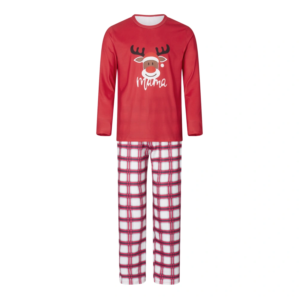 Family Matching Christmas Pajamas, Deer Head Print Plaid Sleepwear 