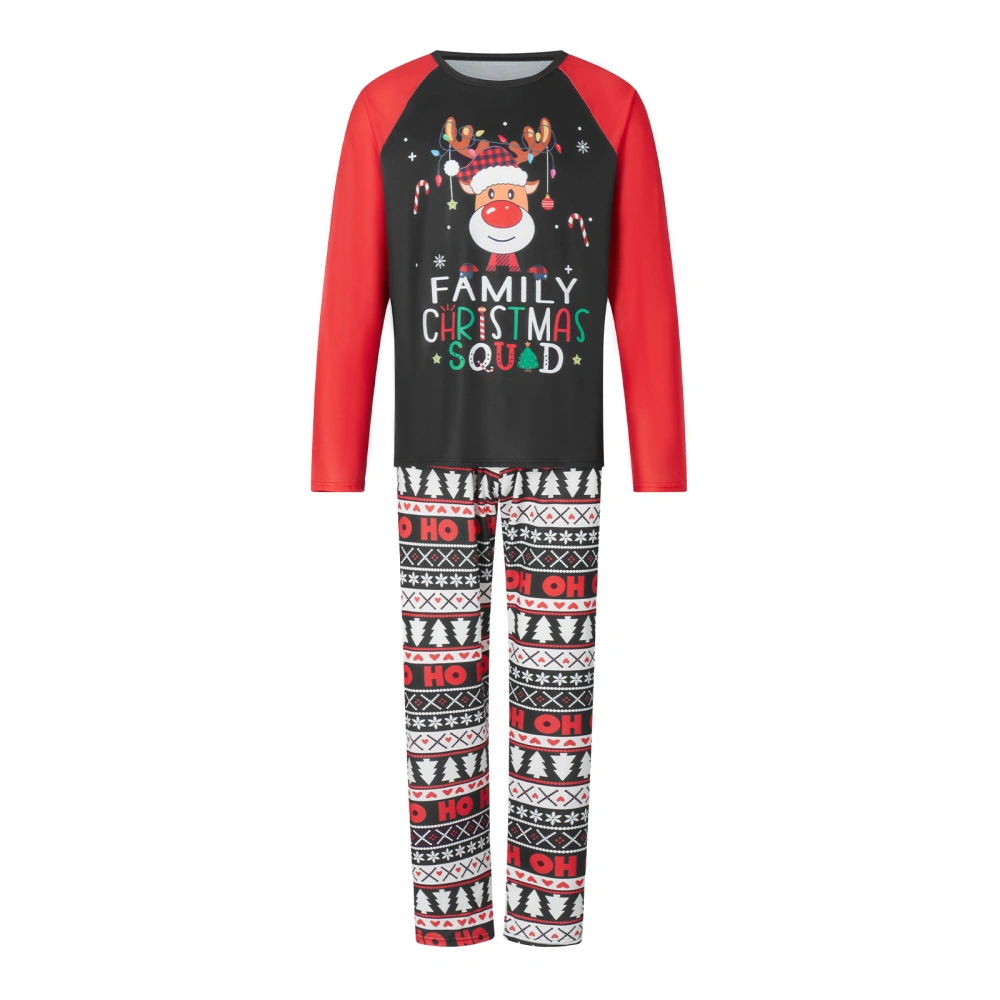 Christmas Family Pajamas Matching Set Elk Letters T-shirt with Pants