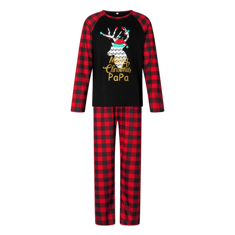 Family Matching Christmas Pajamas, Letter & Deer Head Print Sleepwear