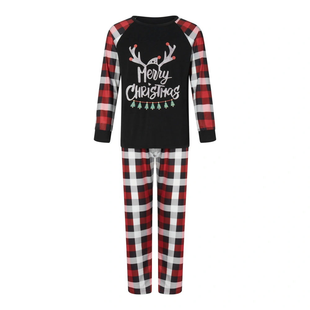 Family Matching Christmas Pajamas Set Letter&Deer Antler&Plaid Pajamas